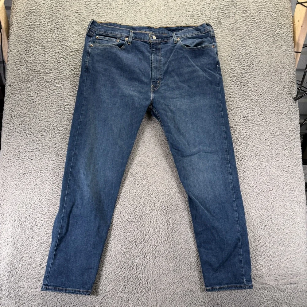 Levi's 502 Jeans Mens 44x34 Blue Cotton Denim Tapered Leg Faded Workwear Stretch